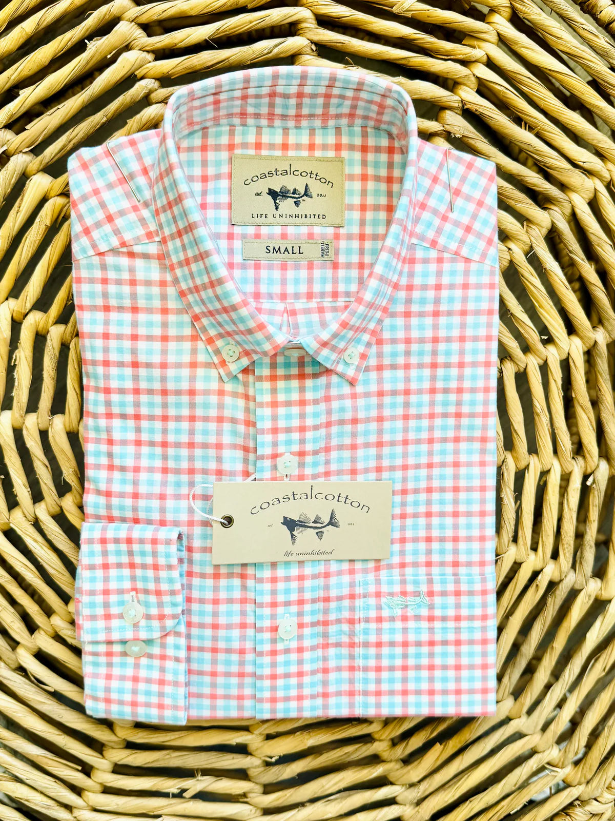 Coastal Cotton Youth Sport Shirt - Coral Bay Gingham