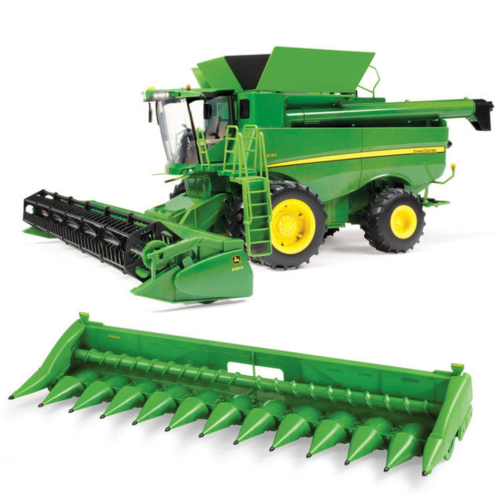 John Deere Big Farm S690 Combine With Corn And Daper Head