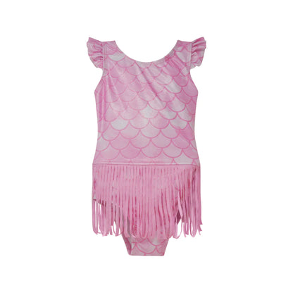 Flap Happy Girls Keilani Fringe Swimsuit - Pixie Scales Pink