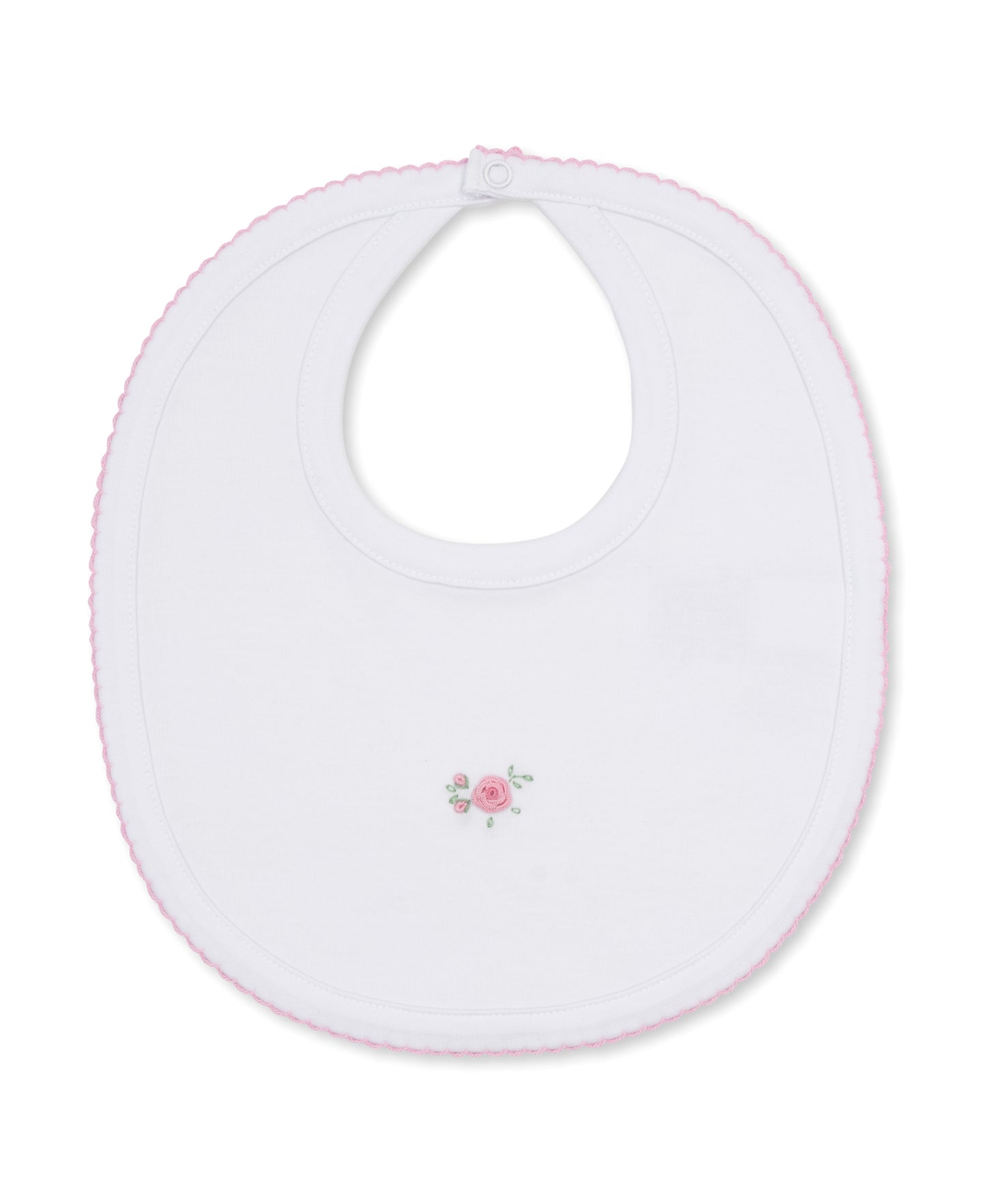 Kissy Kissy Embroidered Rose Bib White w/Pink Trim