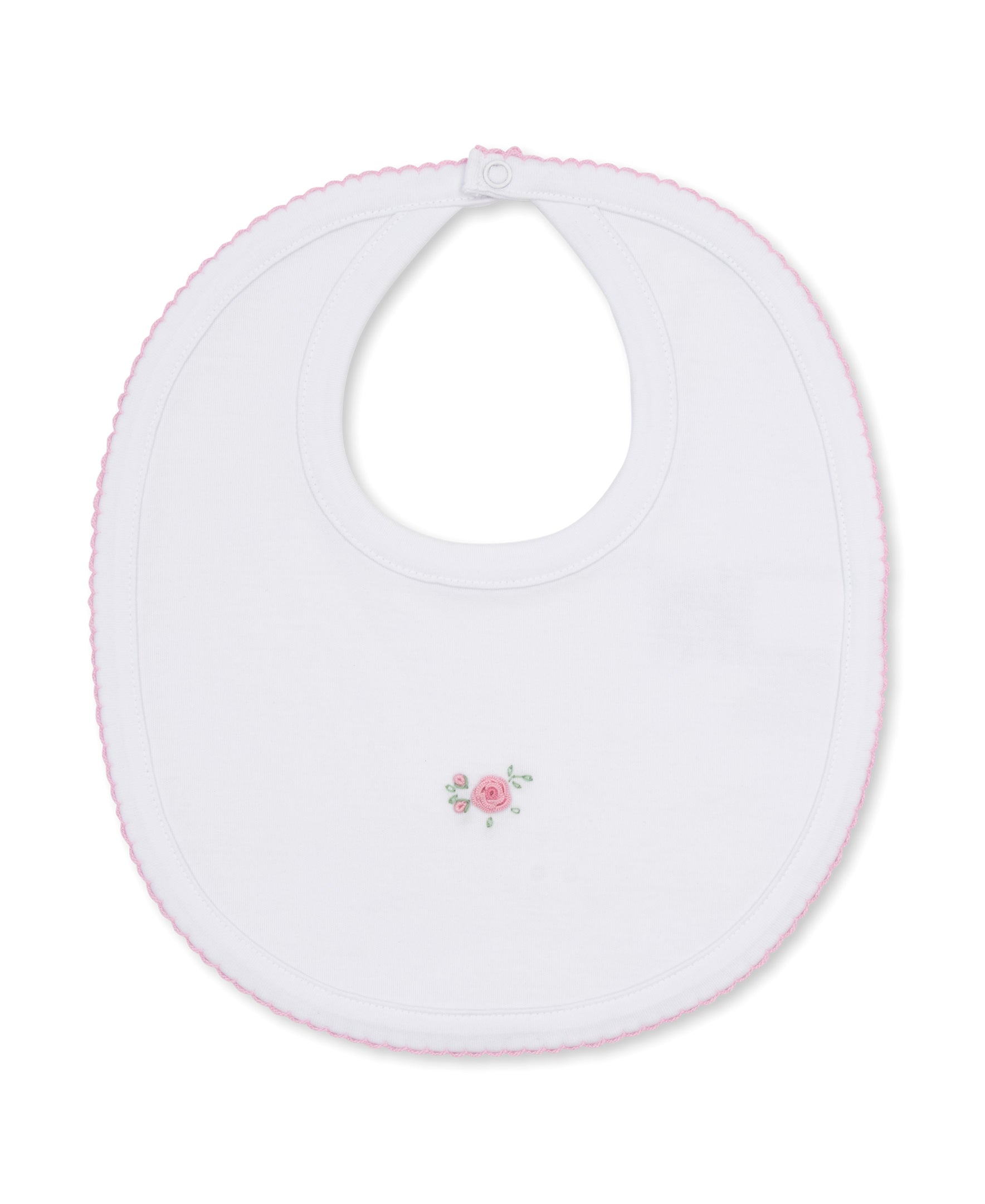 Kissy Kissy Embroidered Rose Bib White w/Pink Trim
