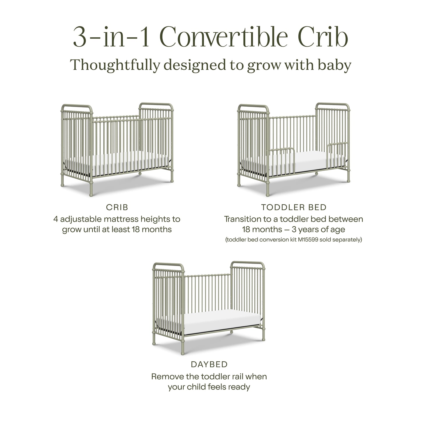 Namesake Abigail 3-in-1 Iron Convertible Crib
