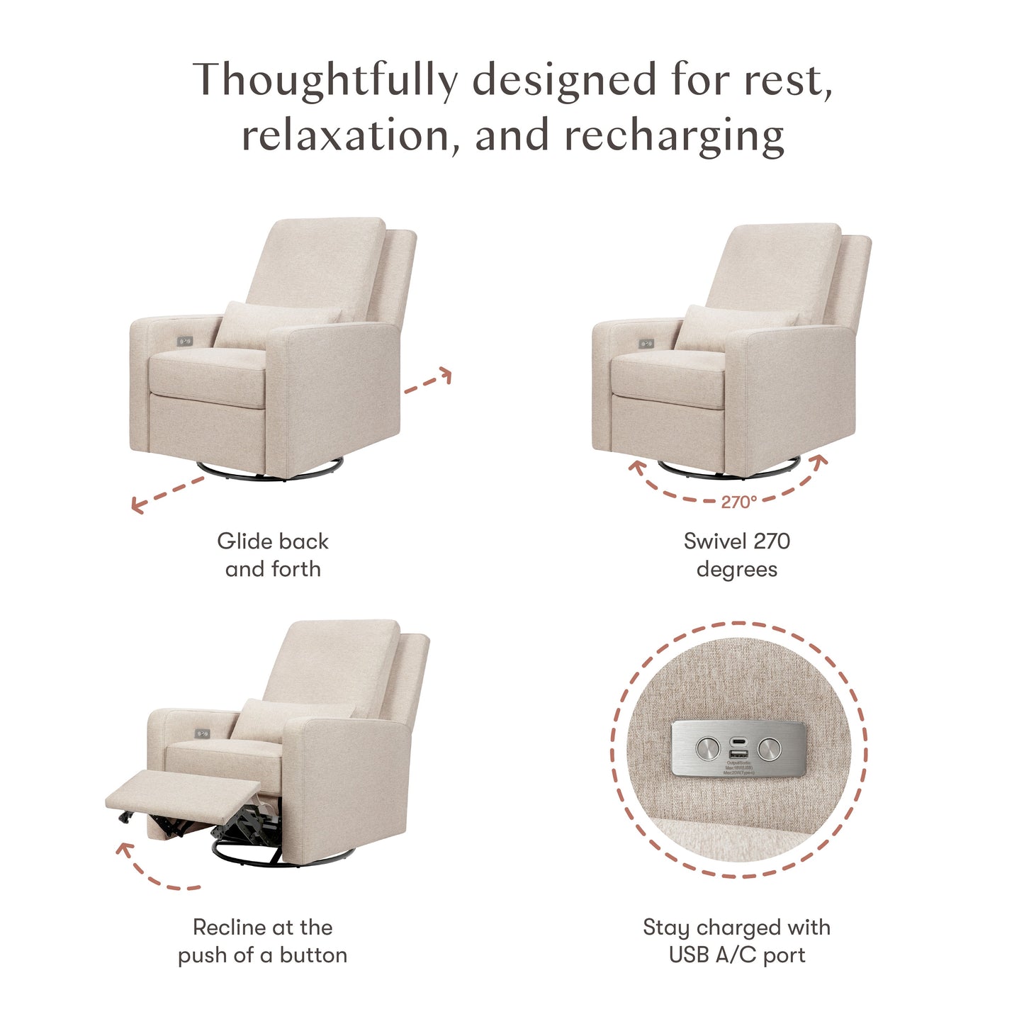 Babyletto Sigi Electronic Recliner and Glider with USB Port