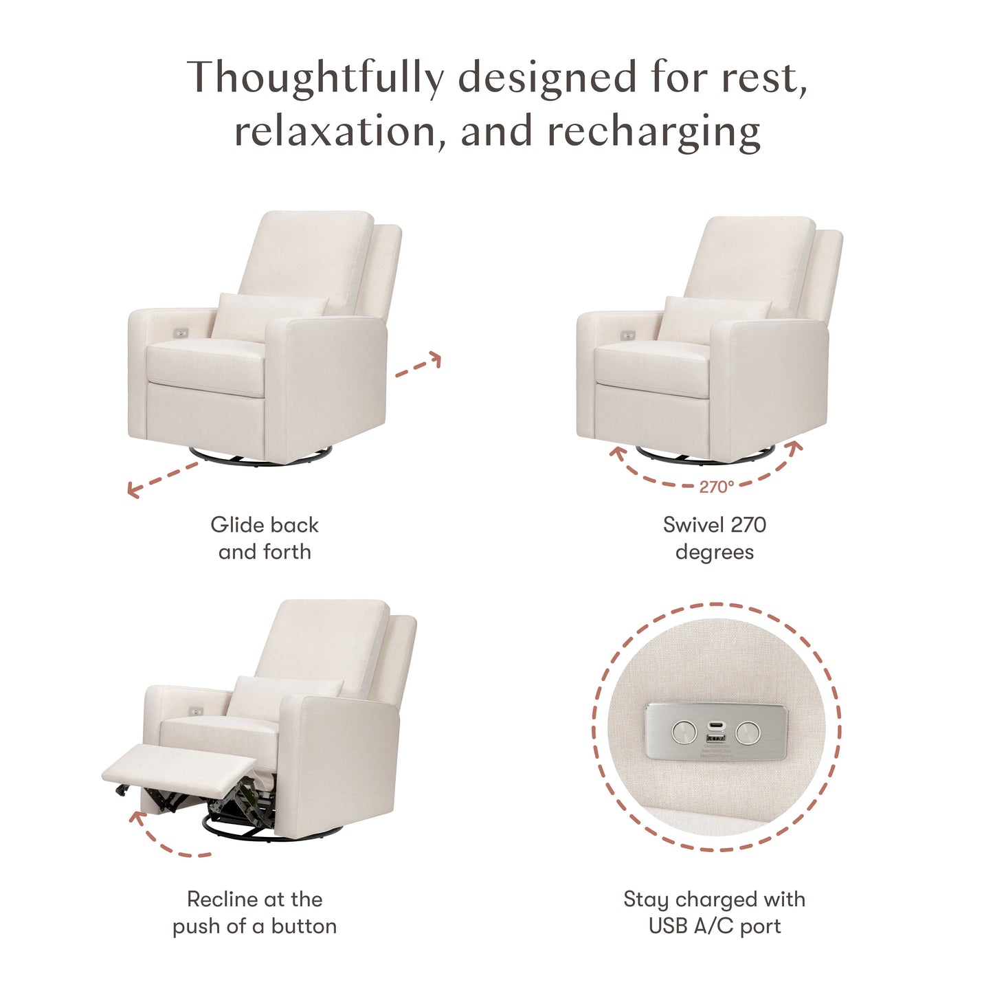 Babyletto Sigi Electronic Recliner and Glider with USB Port
