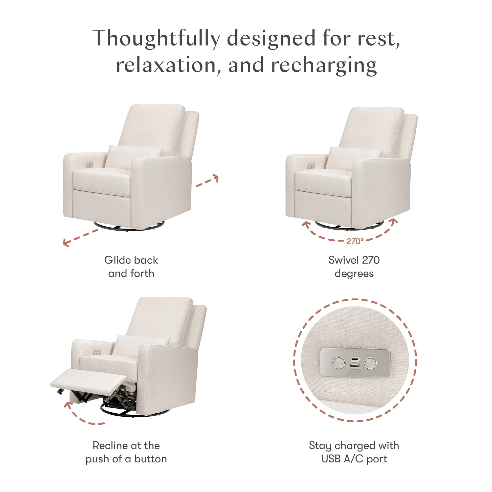 Babyletto Sigi Electronic Recliner and Glider with USB Port