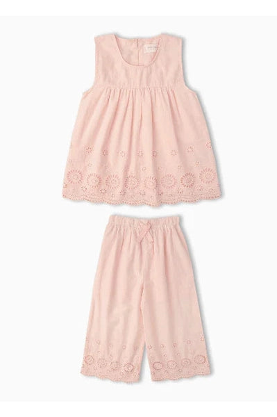 Makemake Organics Blush Eyelet Pant Set