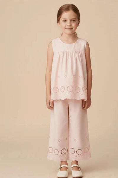 Makemake Organics Blush Eyelet Pant Set