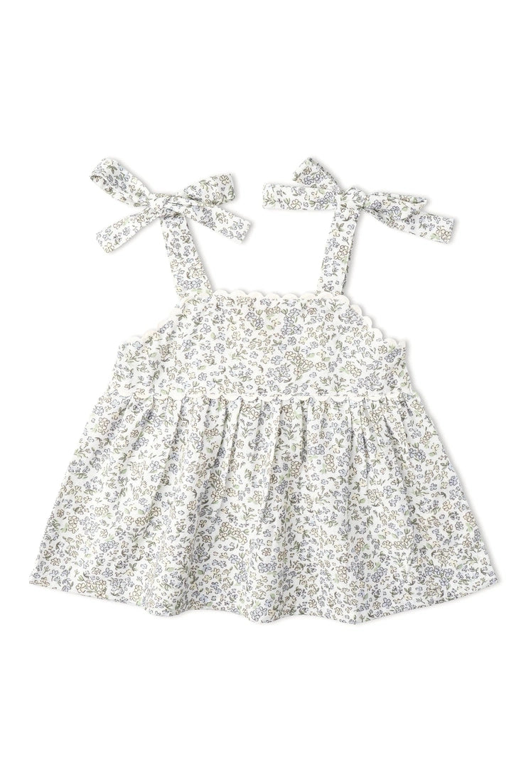 Makemake Organics Tulle Floral Tie Up Top & Short Set