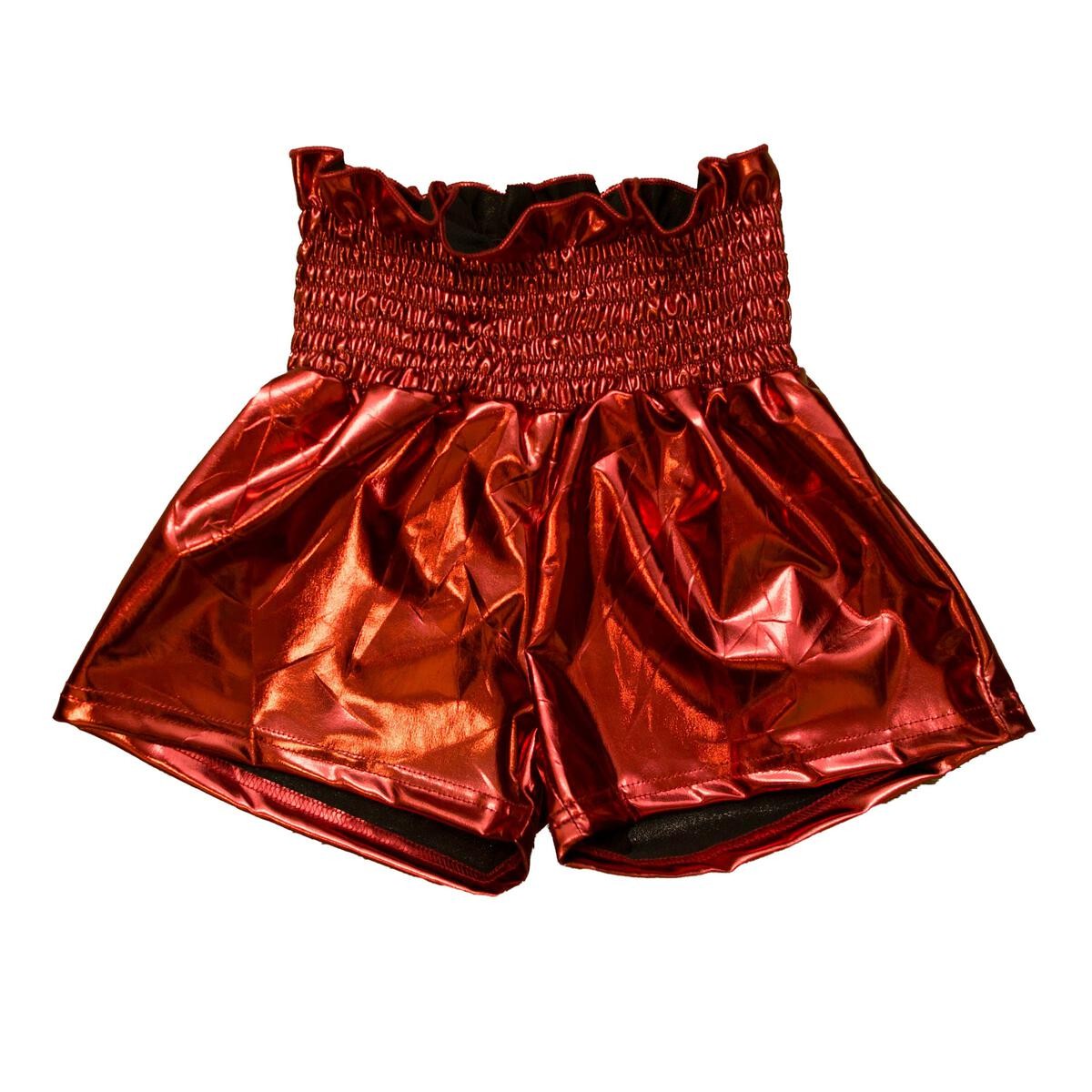 Belle Cher Maroon Metallic Swing Shorts