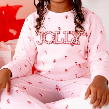 Sweet Wink Jolly Pearl Patch Candy Cane Christmas Sweatshirt