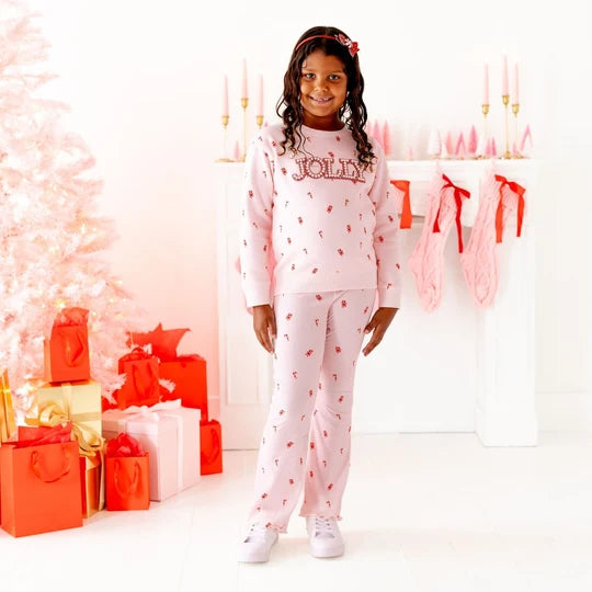Sweet Wink Jolly Pearl Patch Candy Cane Christmas Sweatshirt