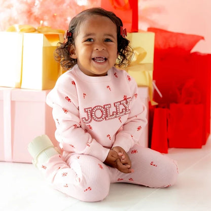 Sweet Wink Jolly Pearl Patch Candy Cane Christmas Sweatshirt