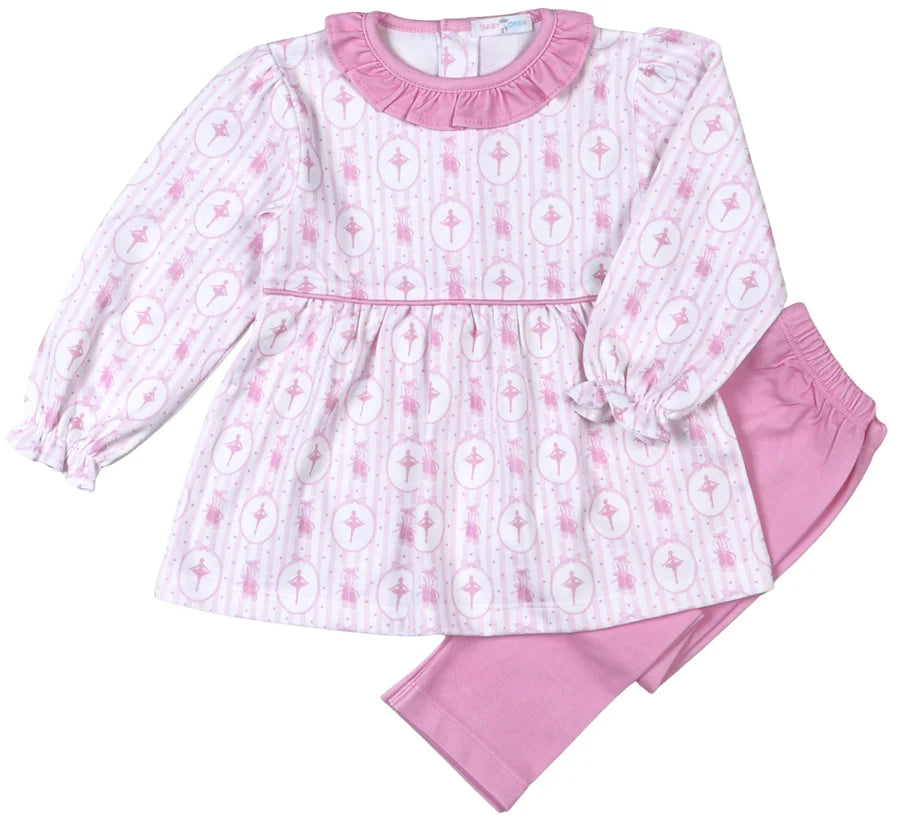 Baby Loren Girls Pink Ballerina Legging Set