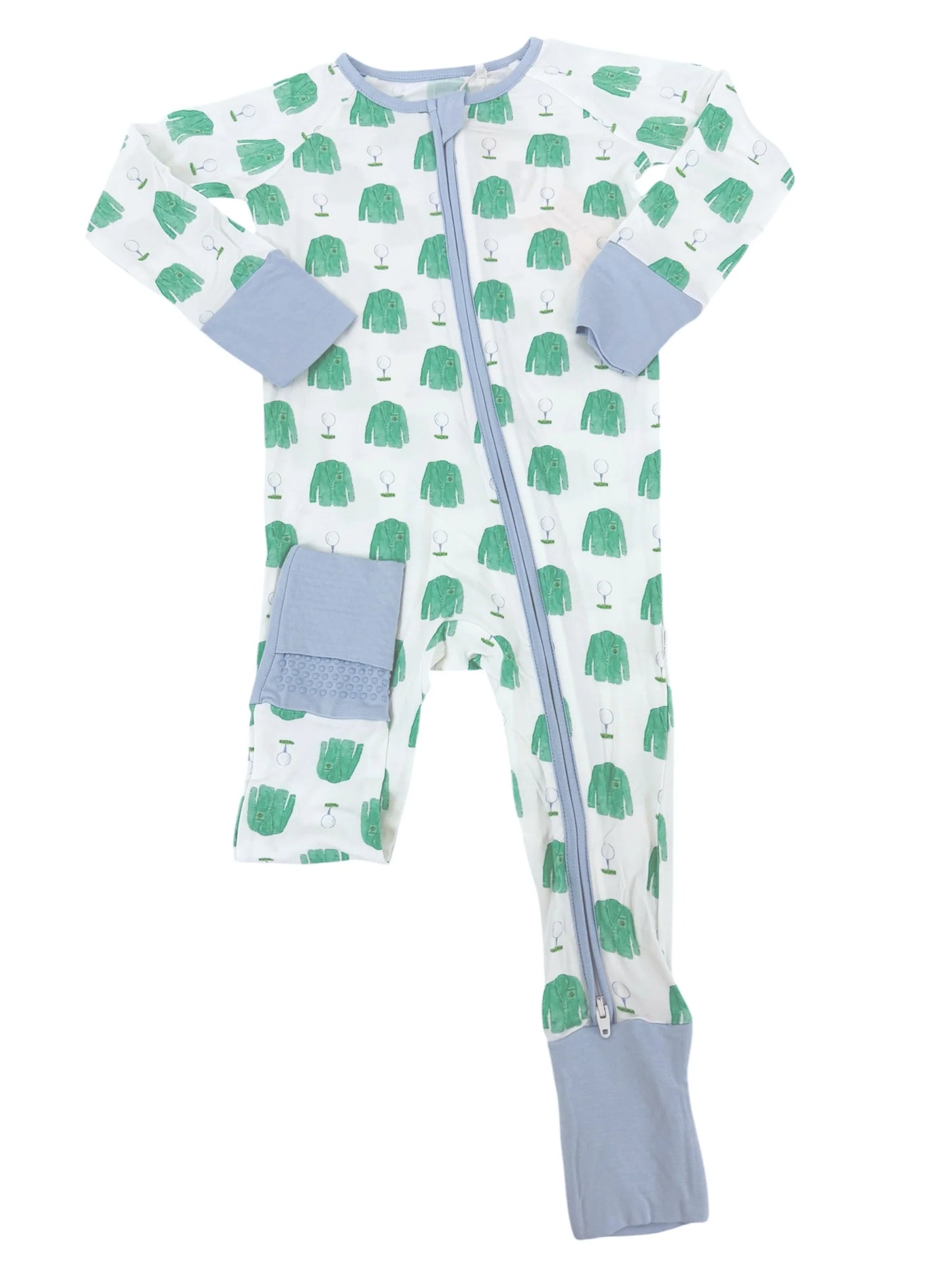 Uptown Baby Blue Golf Jacket Long Sleeve Romper