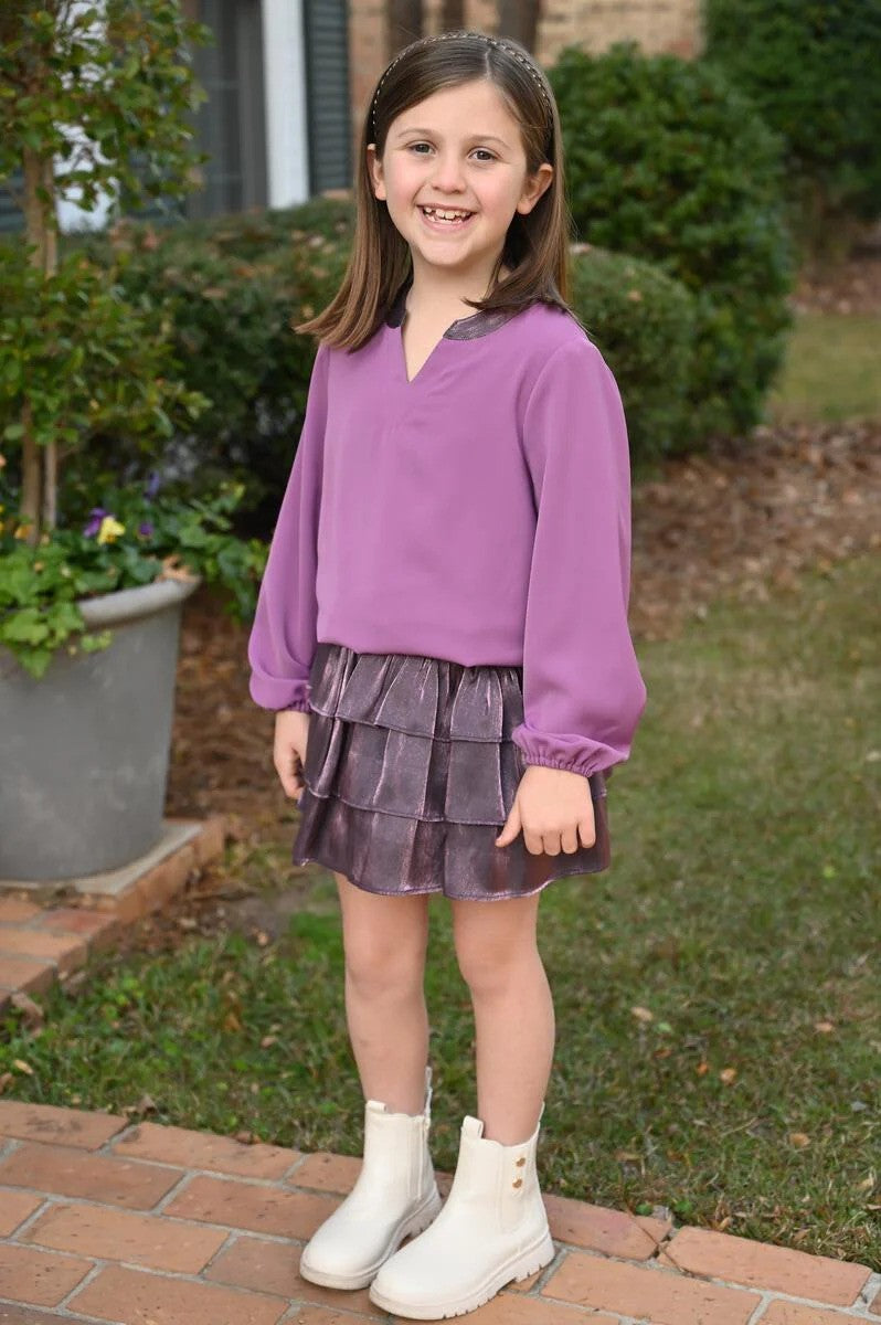 Pleat Luna Skirt Plum Shimmer