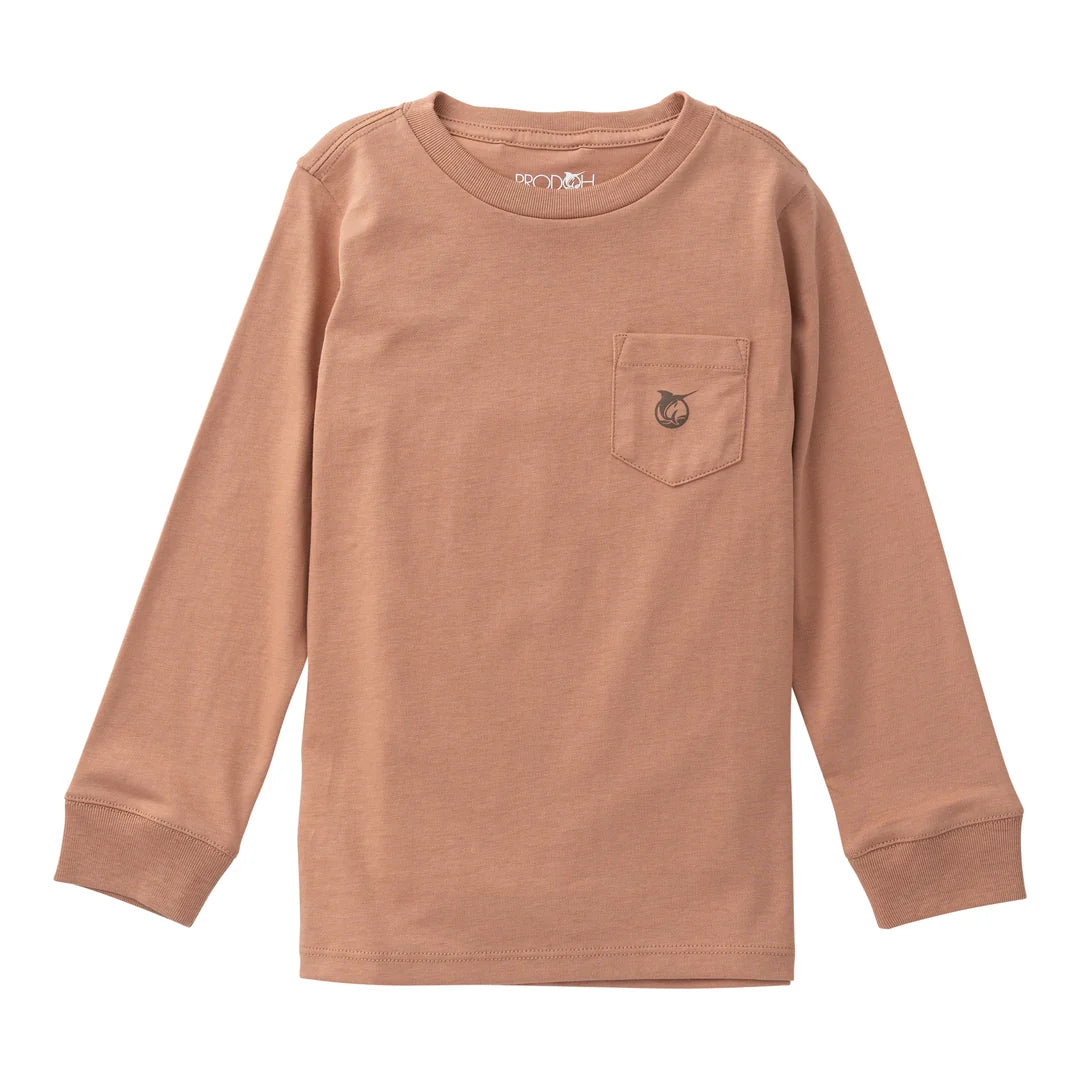 Prodoh Boys Long Sleeve Cotton Pocket T-Shirt - Mocha Mousse