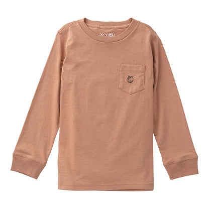 Prodoh Boys Long Sleeve Cotton Pocket T-Shirt - Mocha Mousse