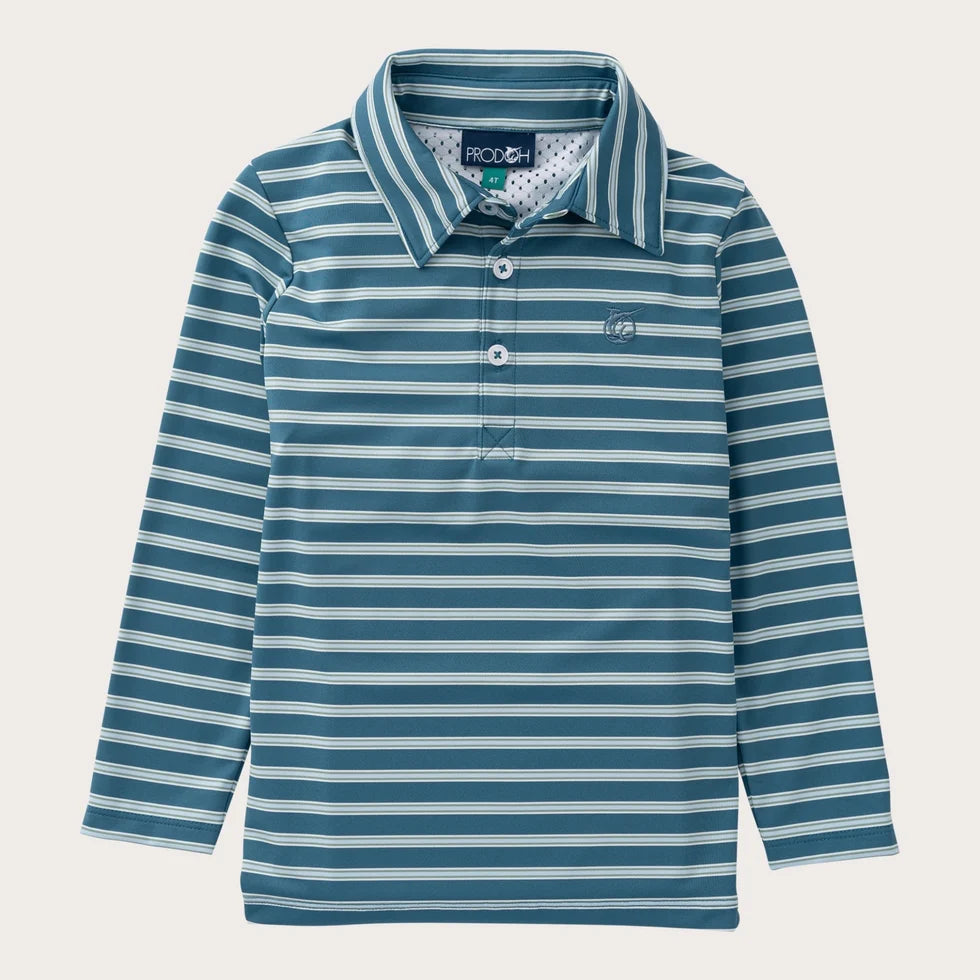 Prodoh Boys Long Sleeve Pro Performance Polo - Tapestry Stripe