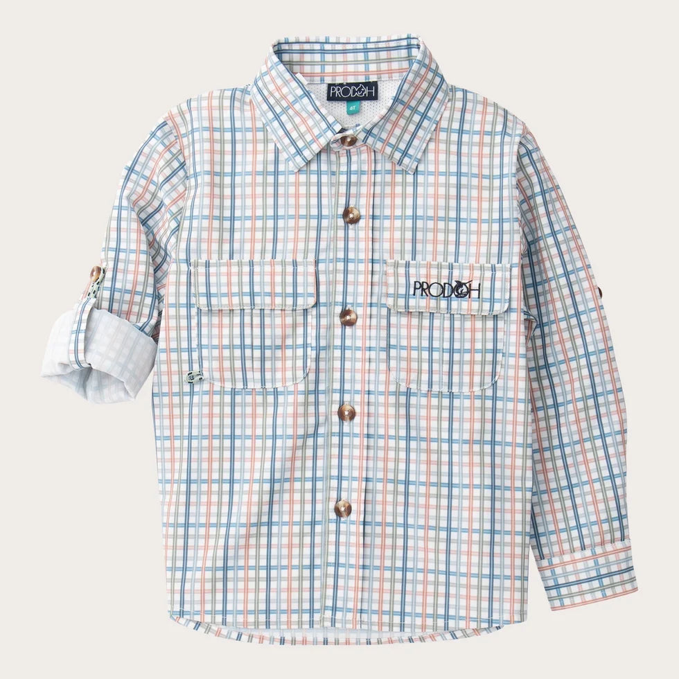 Prodoh Boys Founders Long Sleeve Fishing Shirt - Arona Sullivans Island Plaid