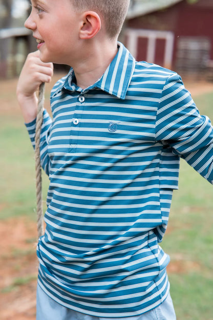 Prodoh Boys Long Sleeve Pro Performance Polo - Tapestry Stripe