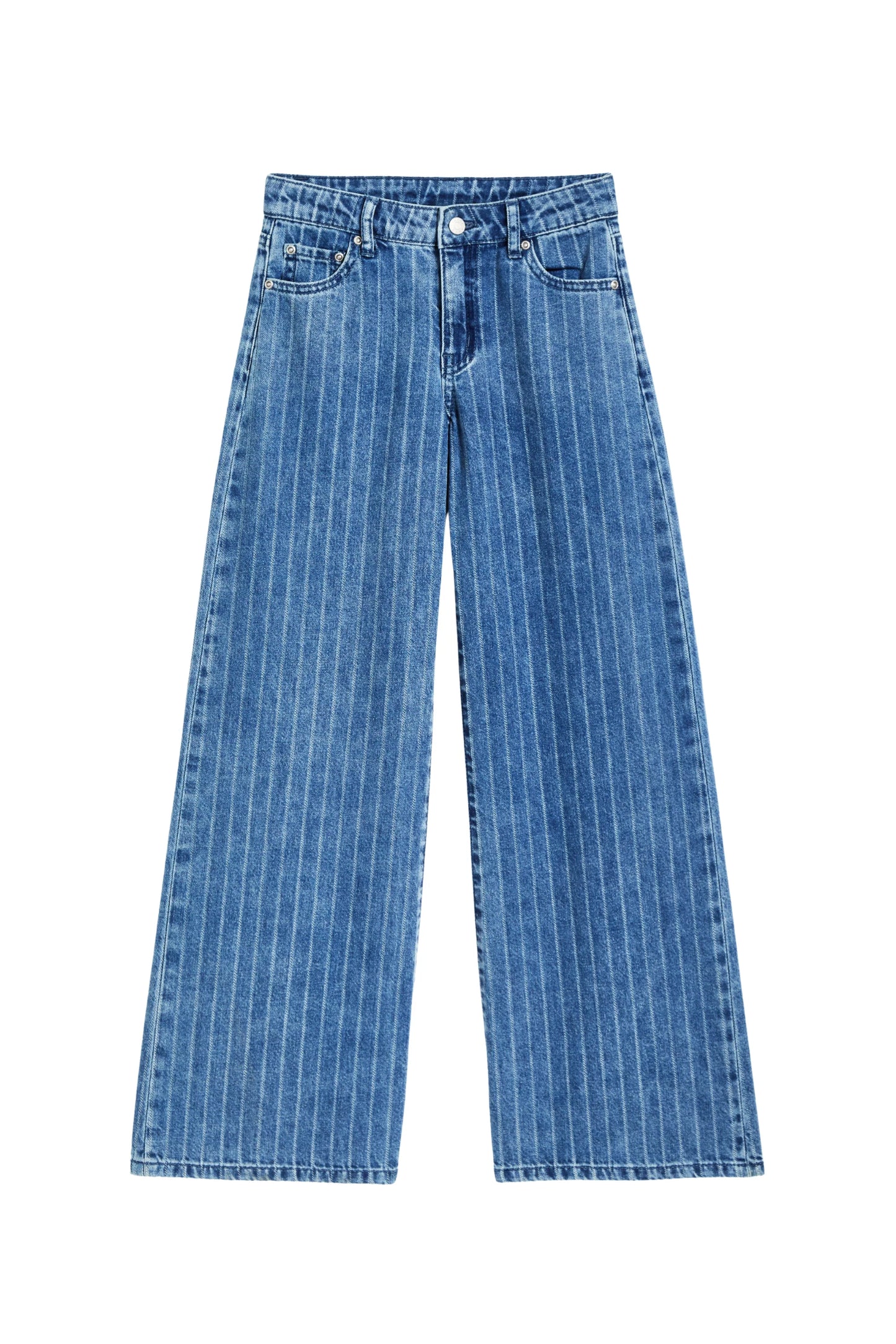 Tractr Girls Heart Patch Pocket Wide Leg Jean