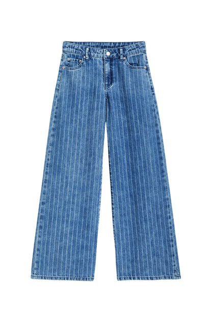 Tractr Girls Heart Patch Pocket Wide Leg Jean