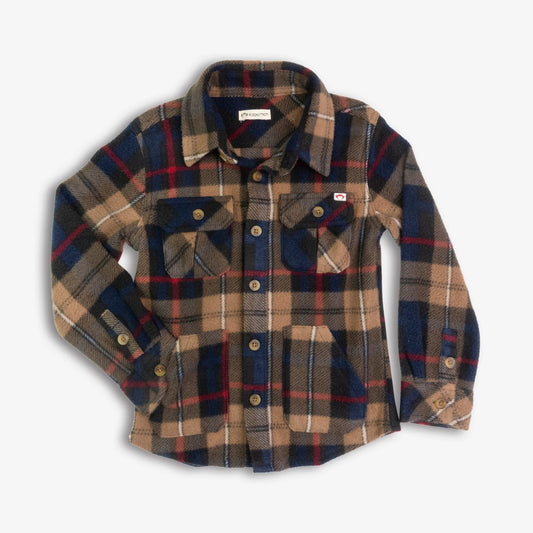 Appaman Boys Navy & Khaki Plaid Snow Fleece Shirt