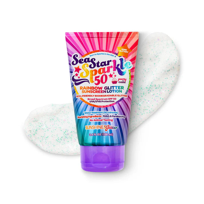 Sunshine & Glitter Rainbow Glitter SPF 50 Sunscreen Lotion