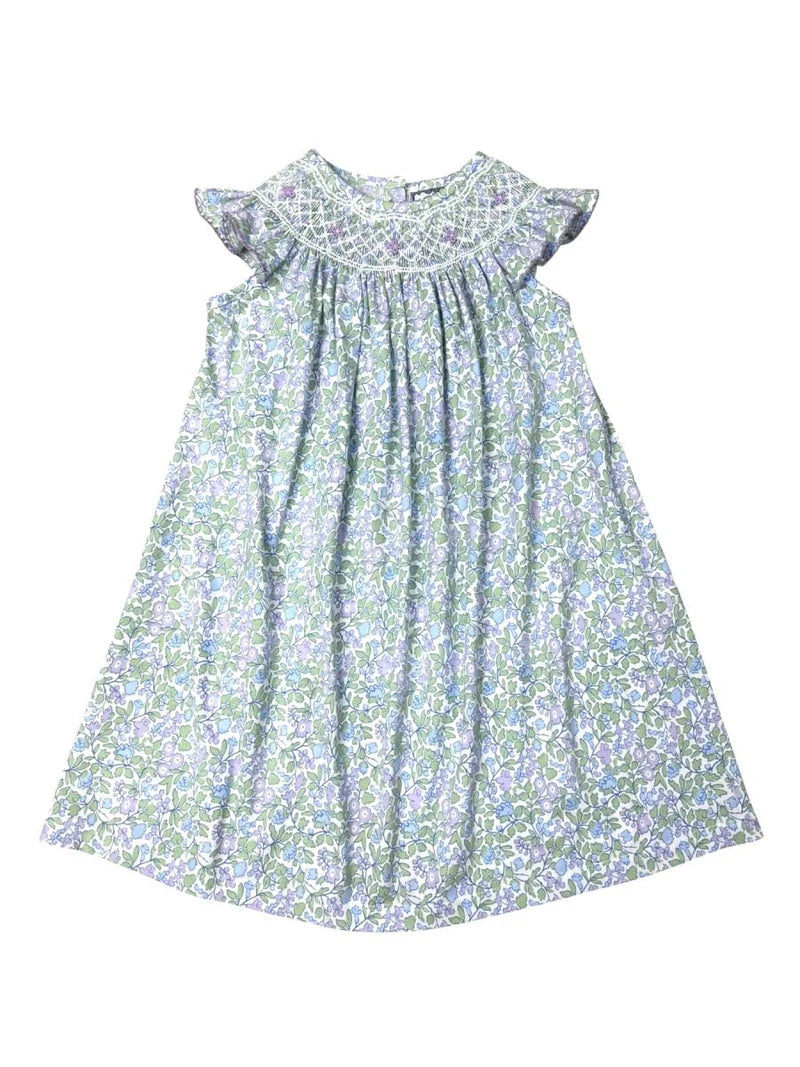 Three Sisters Lilac Floral Smocked Angel Winged Bishop