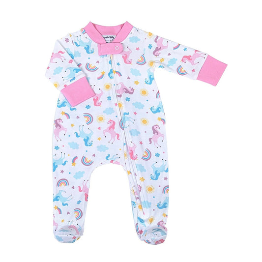 Magnolia Baby Unicorn Magic Pink Printed Zipper Footie