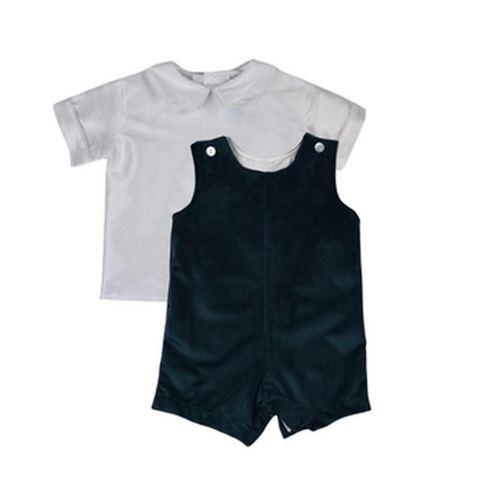 Funtasia Too White Silk Shirt & Green Velvet Shortall