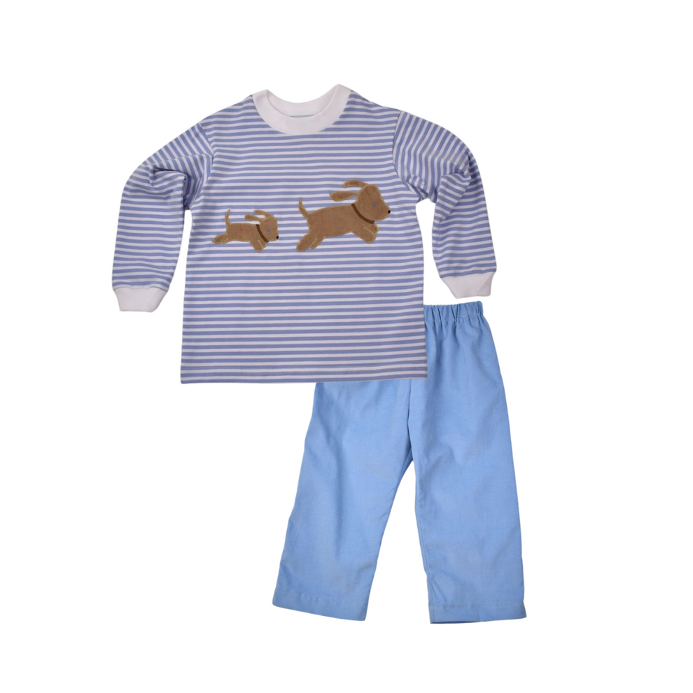Funtasia Too Boys Dogs Striped Tee & Pant Set