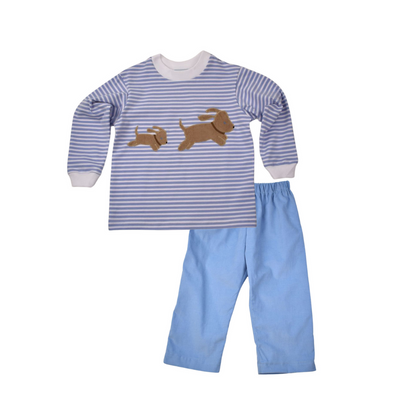 Funtasia Too Boys Dogs Striped Tee & Pant Set