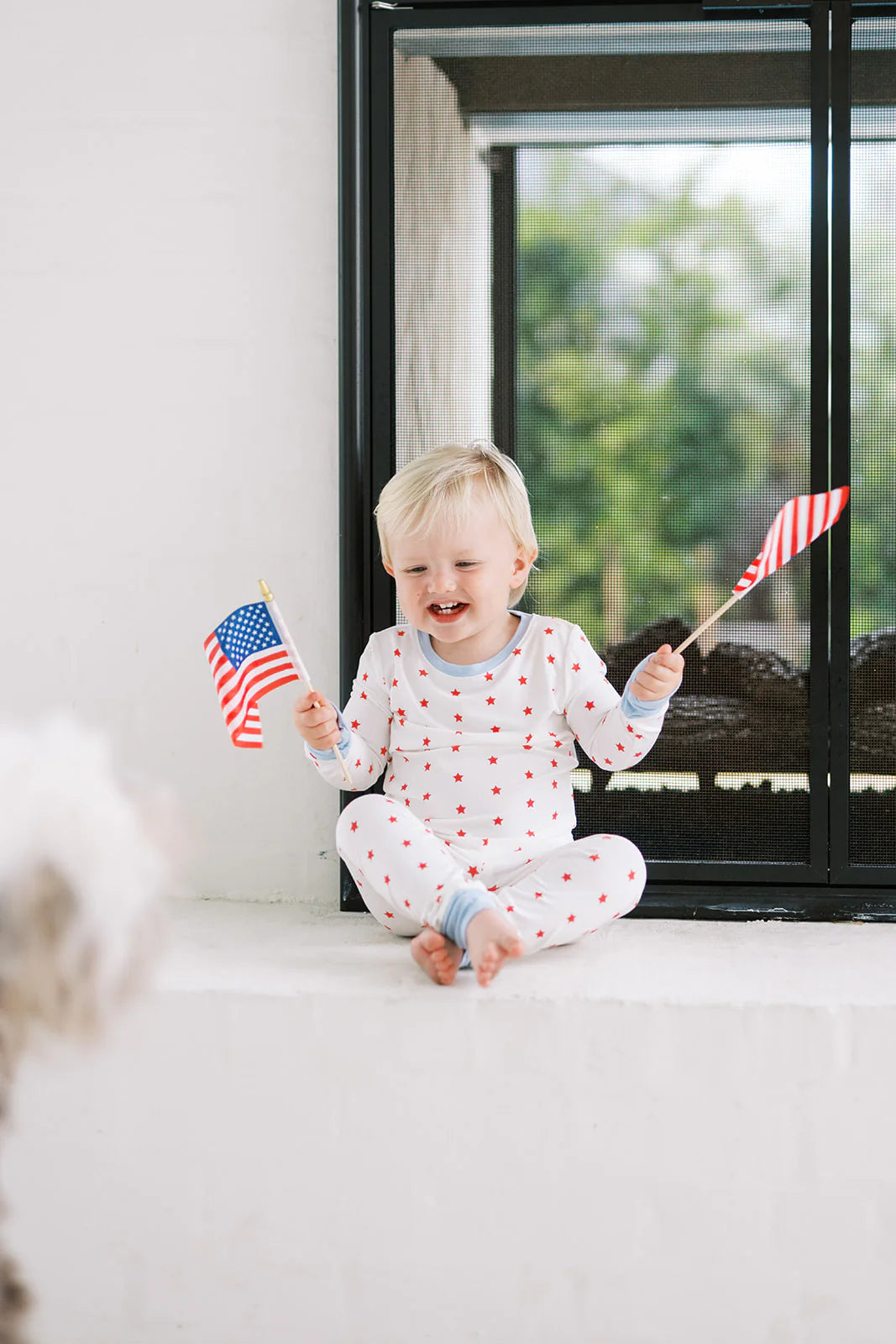 Uptown Baby Red Stars Long Sleeve Pajamas