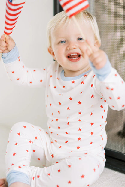 Uptown Baby Red Stars Long Sleeve Pajamas
