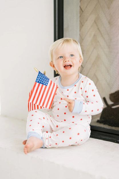 Uptown Baby Red Stars Long Sleeve Pajamas