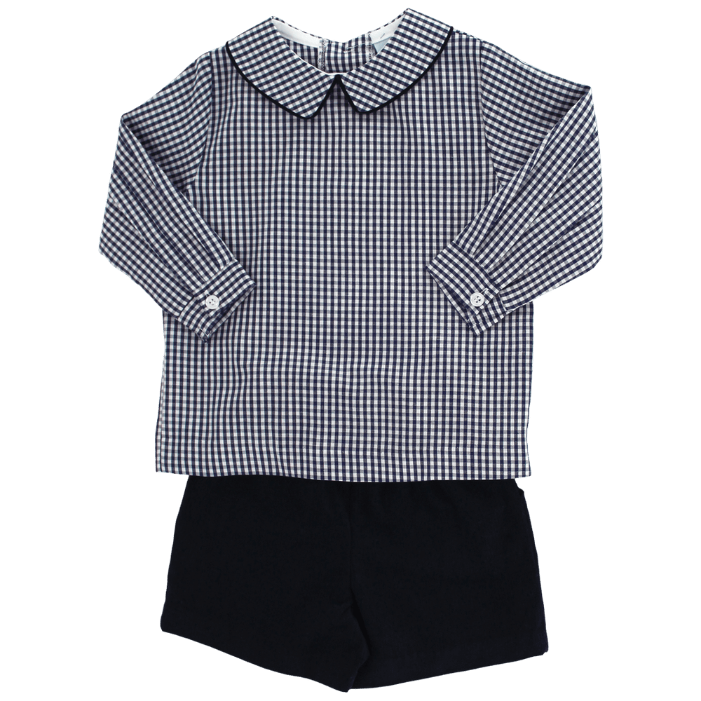 Bailey Boys Navy Check Boys Piped Shirt