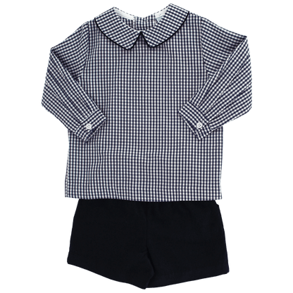 Bailey Boys Navy Check Boys Piped Shirt