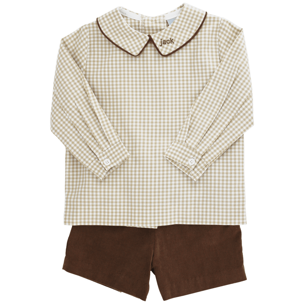 Bailey Boys Khaki Check Boys Piped Shirt