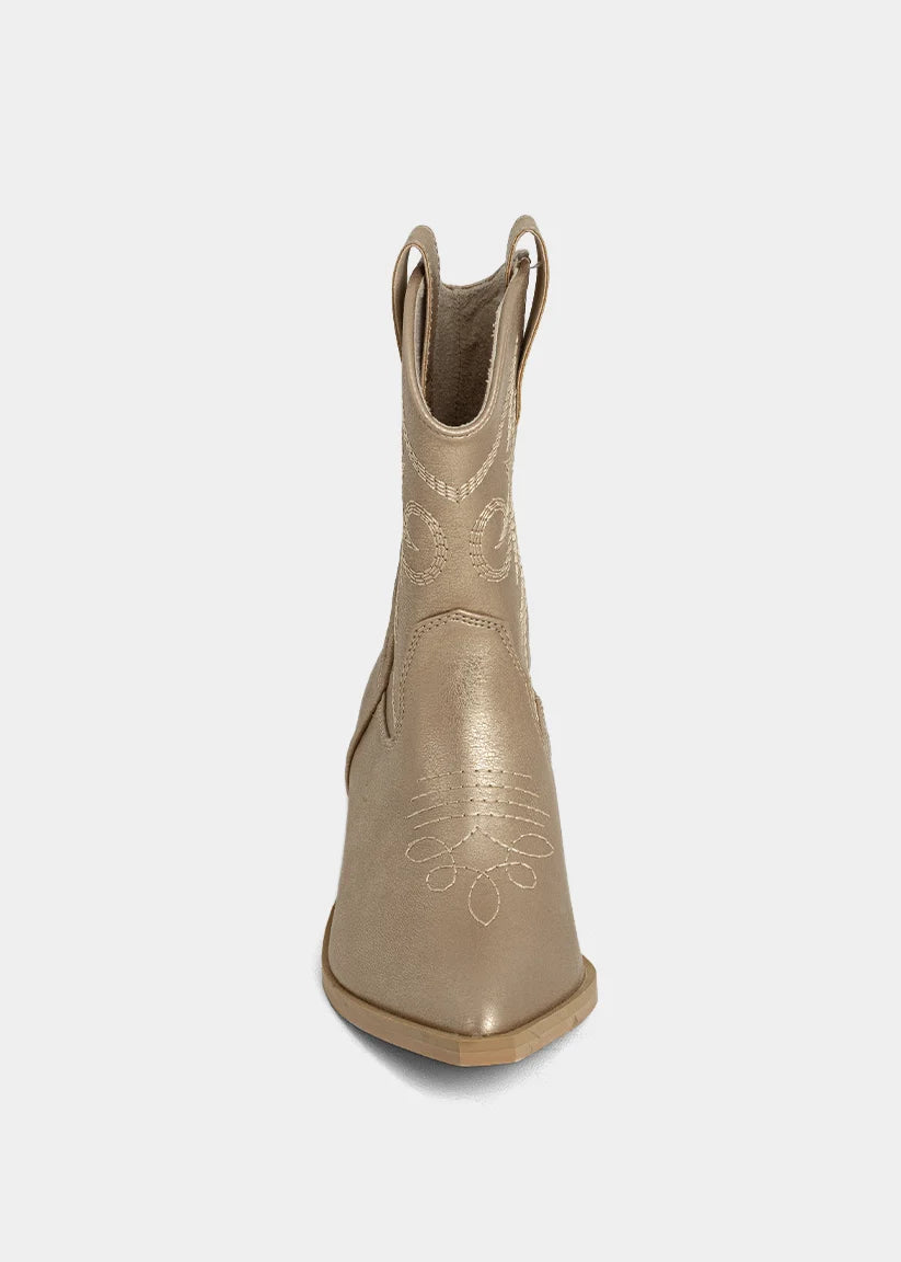 ShuShop Girls Zahara Mini Metallic Western Boot - Golden