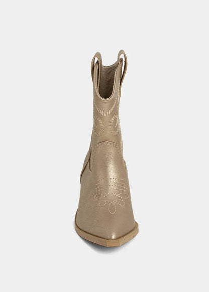 ShuShop Girls Zahara Mini Metallic Western Boot - Golden