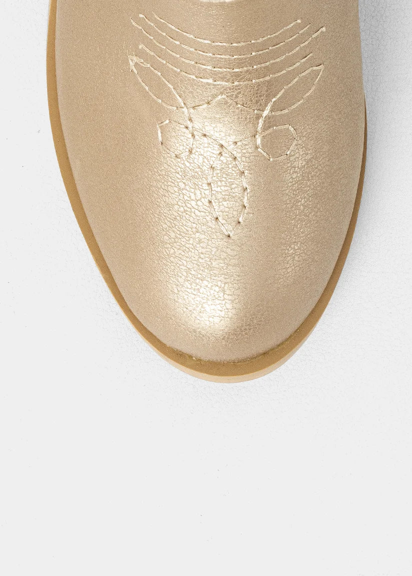 ShuShop Girls Zahara Mini Metallic Western Boot - Golden