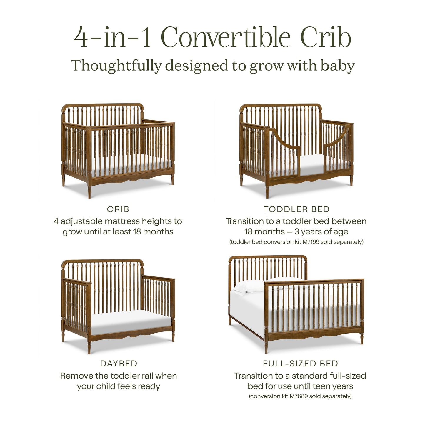 Namesake Liberty 4-in-1 Convertible Spindle Crib
