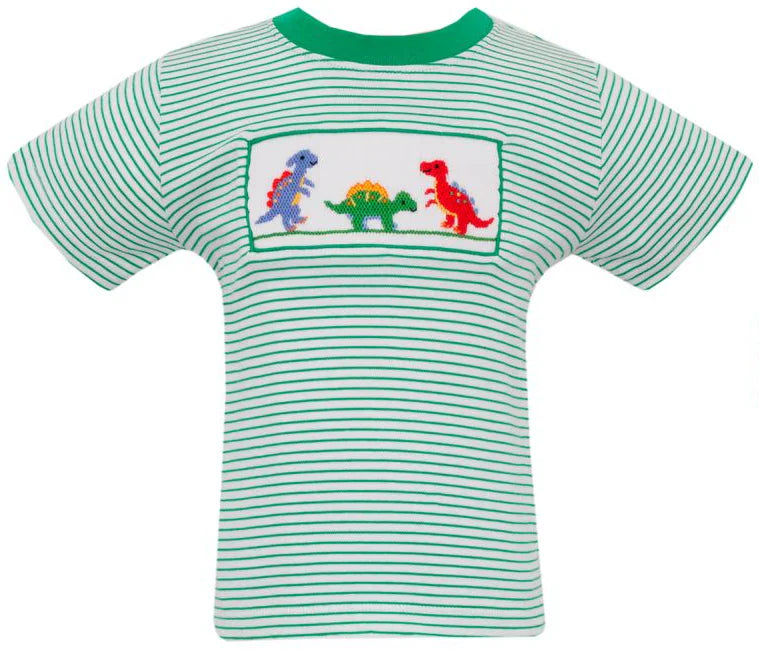 Anavini Boys Shirts 2 Toddler / Green Stripe Anavini Boy's Dinosaur T-Shirt – Green Knit Stripe