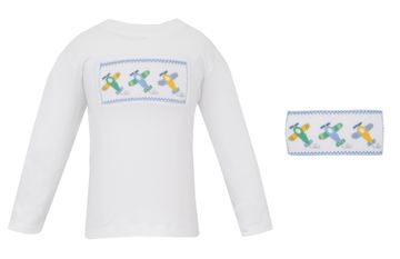 Anavini Boys Airplanes Smocked T-Shirt