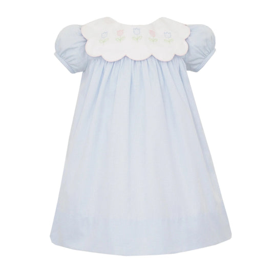 Anavini Girls Tulips Dress with Scalloped Collar