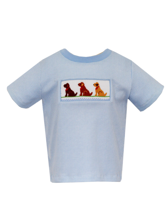 Anavini Apparel & Gifts Blue / 12 Mo Anavini Labrador Blue Knit Check T-Shirt