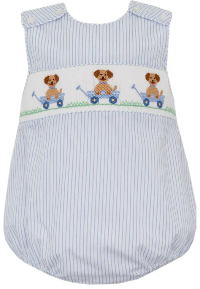 Anavini Apparel Blue Stripe / 3 Mo Anavini Puppies Boy's - Blue Stripe Boy's Strap Bubble