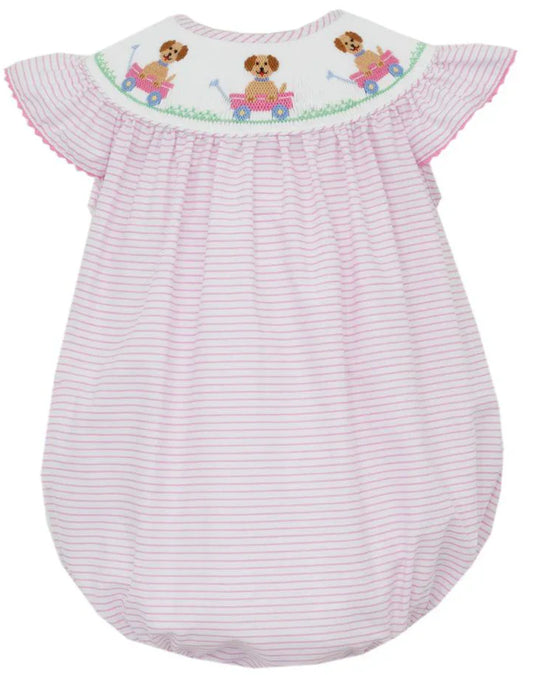 Anavini Apparel Pink Stripe / 3 Mo Anavini Puppies' Girl's Angel Wing Bishop Bubble - Pink Stripe