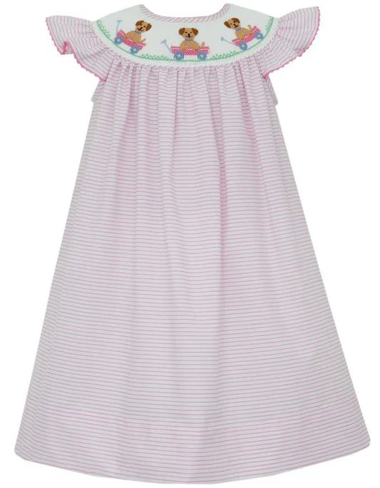 Anavini Apparel Pink Stripe / 2 Toddler Anavini Puppies' Girls Bishop Dress with Insert - Pink Stripe